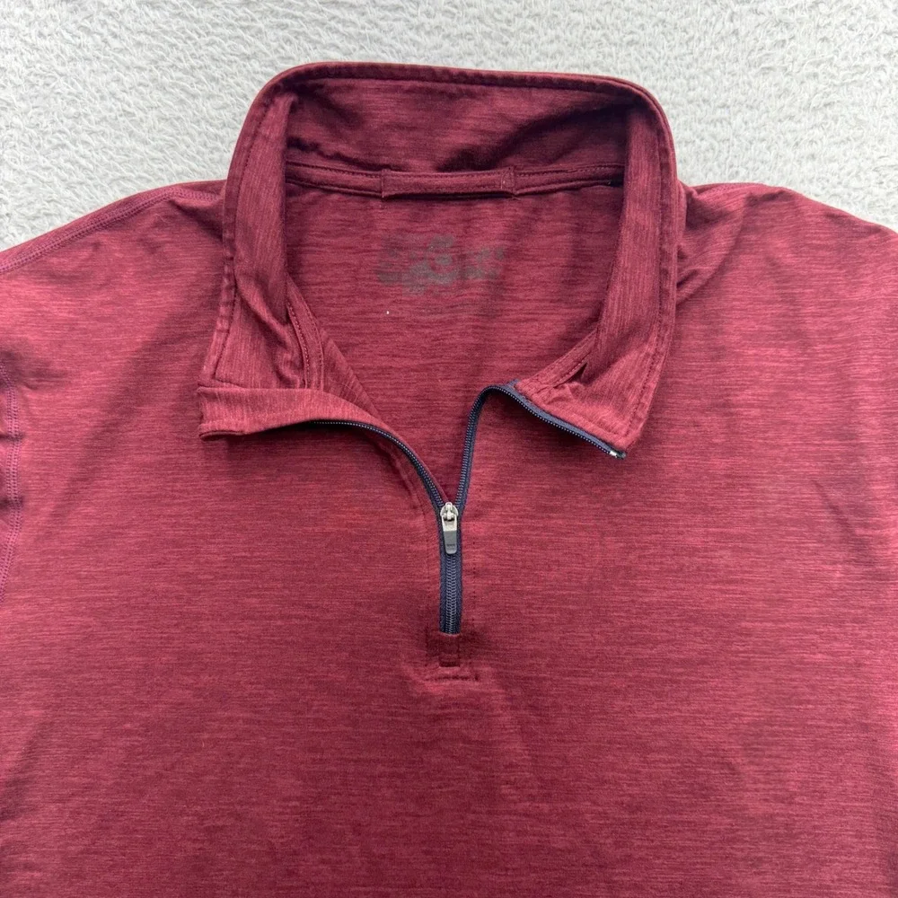 Marine Layer Sport Mens Burgundy Red Heathered Quarter Zip Pullover Small